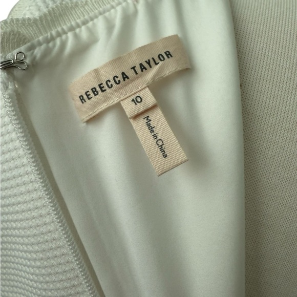 Rebecca Taylor Women's White Seersucker Mini Dress Size 10 - Picture 6 of 9